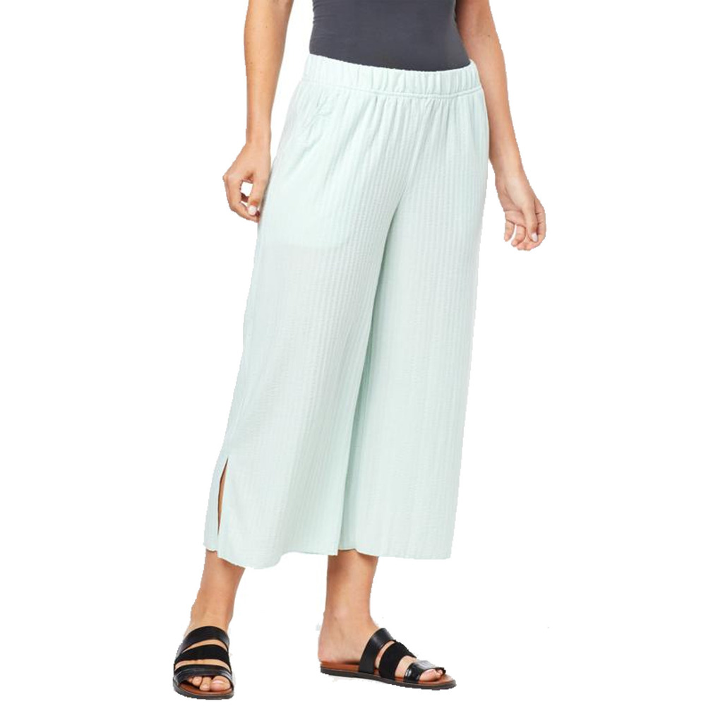 Comfort Code Seersucker Rib Wide-Leg Crop Pant Aqua - Regular